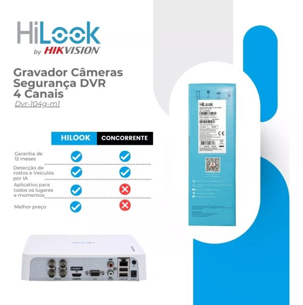 Gravador de Vídeo Dvr Para 4 Cameras Dvr-104g-m1 Gravação Cameras Segurança 4mp H265+ 4 Canais 127/220v Hikvision - Image 3