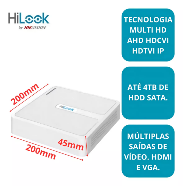 Dvr-108g-m1 Hilook 8 Canais 1080p Turbo H.265+ Bivolt 110V/220V - Image 3